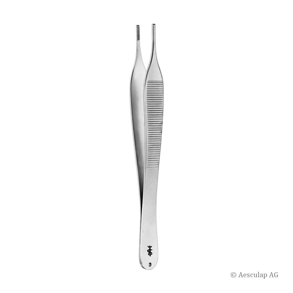 Pincette anatomique Aesculap Hudson, droite, fine, 12,5 cm