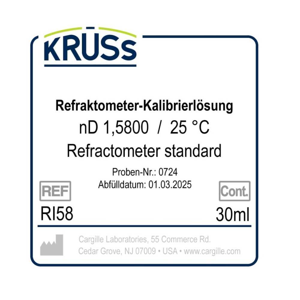 KRÜSS Liquide d'étalonnage pour réfractomètres nD 1.5800 avec certificat