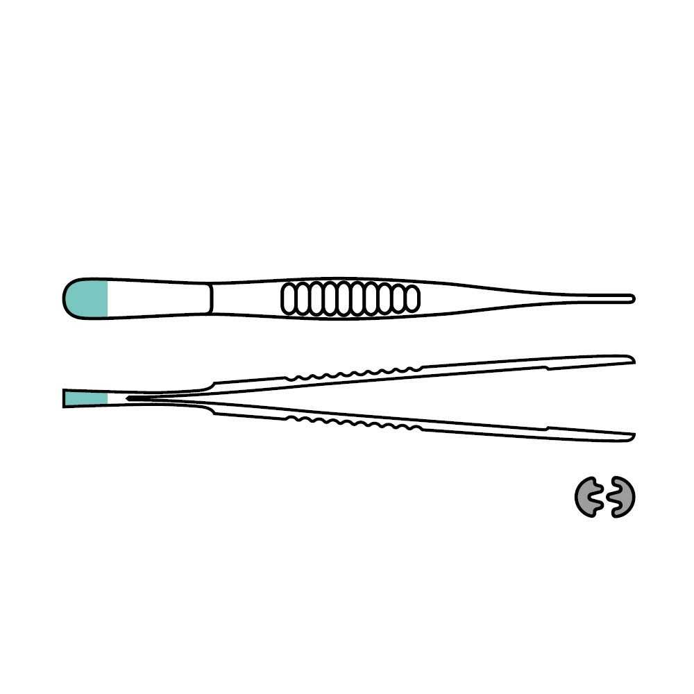 DeBakey Pinzette gerade, 2x3 Zähne, gerade, 15,5 cm, steril, einweg