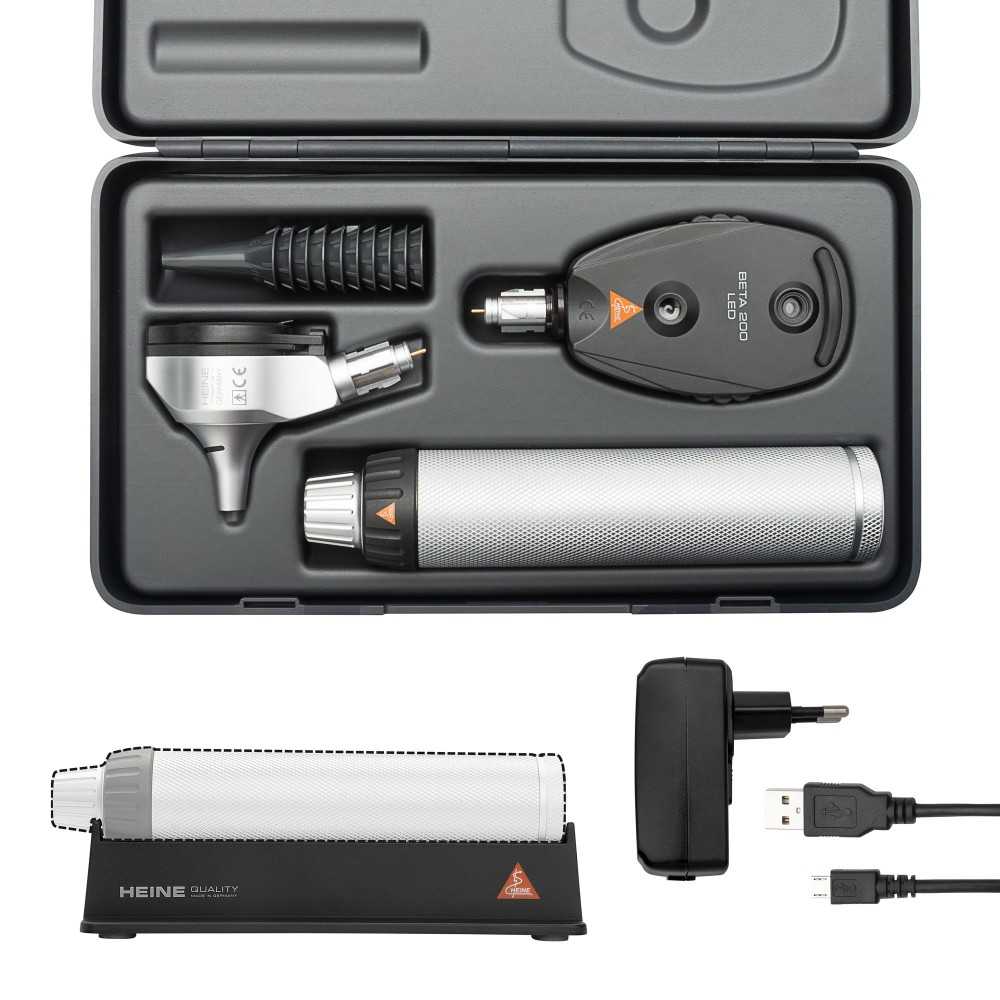 Kit de diagnostic HEINE BETA 400/200 LED avec poignée rechargeable USB BETA 4