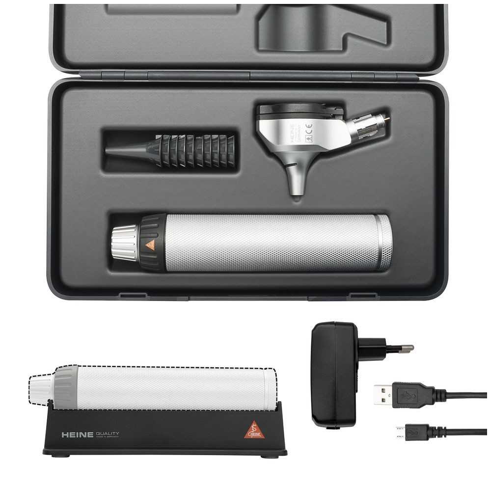 HEINE BETA 400 LED Otoscope avec poignée rechargeable en étui HEINE BETA 400 LED Otoscope avec poignée rechargeable en étui
