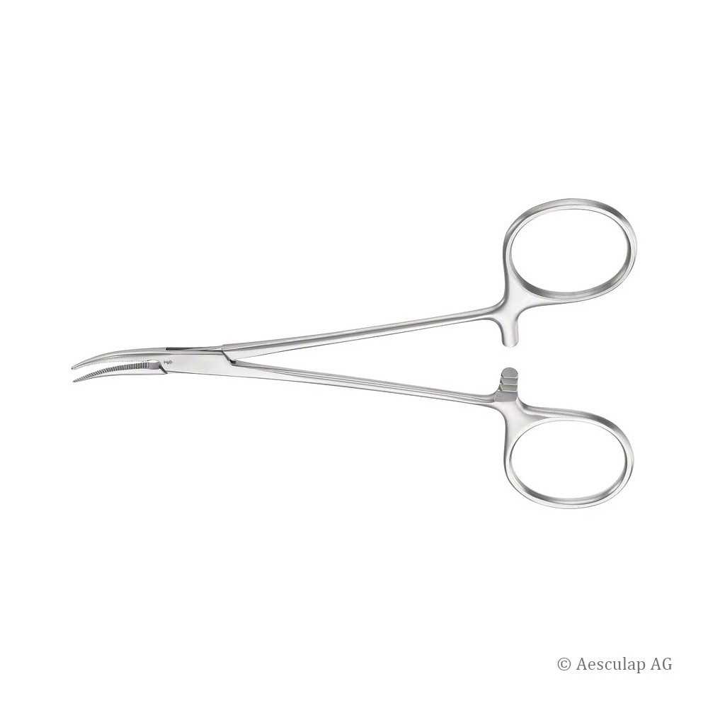 Aesculap Halsted Mosquito Arterienklemme, gebogen, gerieft, 125 mm
